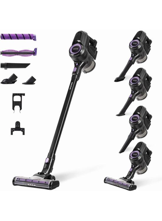 Taurus - Aspirador escoba HS-2900, 3-in-1: escoba eléctrica, de mano y vertical, Autonomía 50 min, Filtro EPA, Modo Eco y Turbo, Zapata con 2 cepillos intercambiables, Set accesorios, Negro