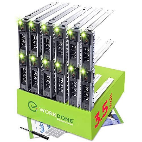 WORKDONE Paquete 12 - Unidad Disco Duro 3,5" - Compatible con DELL PowerEdge de 14-15 Gen. Seleccionados - Manual Instalación - Etiquetas Adhesivas, Destornillador, Robustos Tornillos