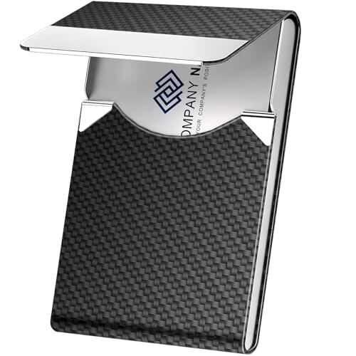 Soporte para tarjetas de visita, bolsillo de metal para tarjetas de visita, tarjetero para mujeres y hombres, de piel sintética profesional, cartera con cierre magnético, color negro
