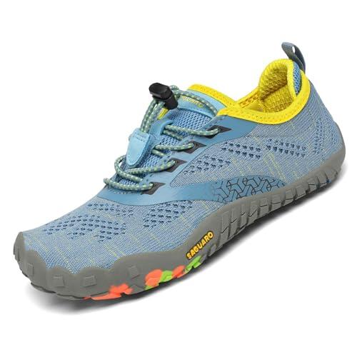 SAGUARO Zapatillas de Trail Niñas Calzado Descalzos Niños Zapatillas de Deporte Fitness Correr en Asfalto Transpirables Minimalistas Barefoot Zapatos Senderismo Antideslizantes Exterior Turquesa 27 EU