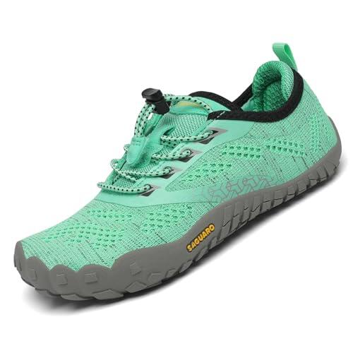 SAGUARO Zapatillas de Trail Niñas Calzado Descalzos Niños Zapatillas de Deporte Fitness Correr en Asfalto Transpirables Minimalistas Barefoot Zapatos Senderismo Antideslizantes Exterior Verde 28 EU