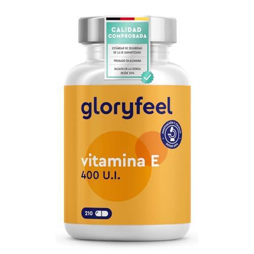 Vitamina E 400UI - 210 Cápsulas (Para 7 meses) - Potente Antioxidante de D-α-tocoferol (la forma más Bioactiva de Vitamina E) - Protege las celulas del estres oxidativo* - Probado en laboratorio