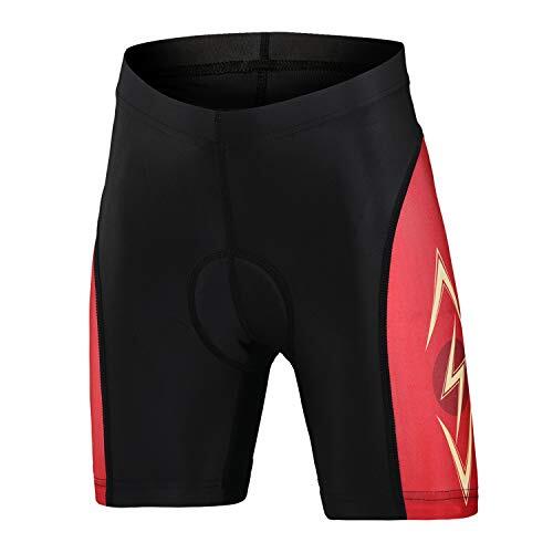 L PATTERN Pantalones Cortos de Ciclismo para Niños Niñas Pantalones de Bicicleta Cortos con 3D Gel Acolchado para Deportes al Aire Libre,Rayo Rojo (Pantalones Cortos),10-11 años