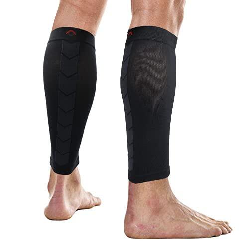 NV Compression 365 protectores de pantorrilla/mangas (par) 20-30 mmHg – para recuperación deportiva, espinillas, médico, trabajo, vuelo, correr, ciclismo, gimnasio, Negro/Acero, M