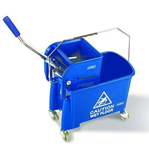 Clim Profesional Cubo de fregado Profesional Mini de 20 litros con 4 Ruedas y Prensa para escurrir. Tamaño pequeño Especial para sitios reducidos. Color Azul con Pictograma.