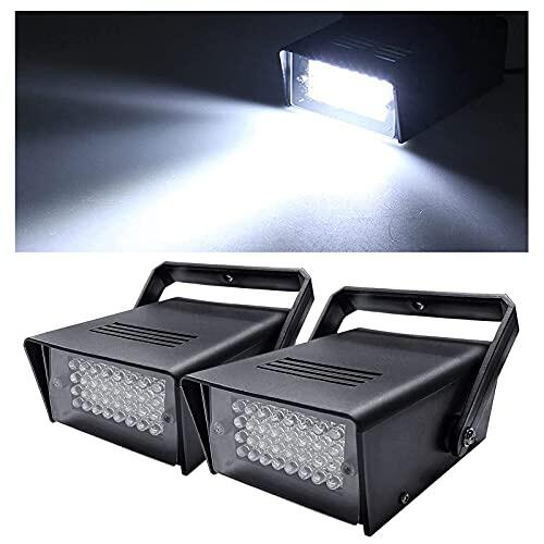 Ilumina tus eventos y fiestas con el Paquete de 2 Luces Estroboscópicas Mini de 32 LED Blancos