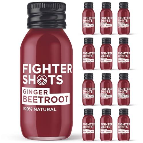 Fighter Shots de Jengibre + Remolacha (12x60ml) | Fortalece el Sistema Inmunológico | 100% Natural | Post entrenamiento | Sin Conservantes | Shots de Remolacha y Jengibre fresco e intenso