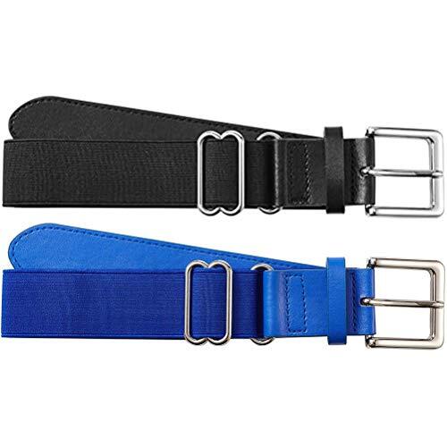 LINONI Correa de béisbol de fibra de poliéster unisex Cuero auténtico Softbol Golf cintura elástica ajustable con hebilla de metal para jóvenes y adultos 115cm