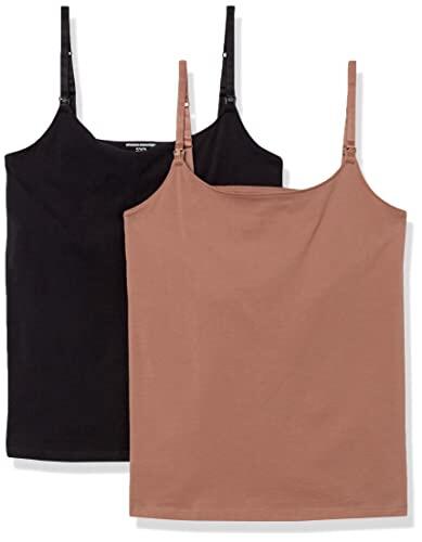 Amazon Essentials Camisola de Maternidad para Mujer, Paquete de 2, Negro/marrón, Talla S