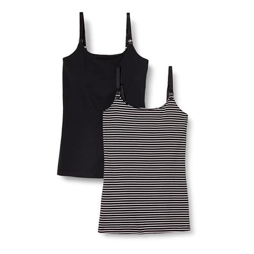 Amazon Essentials Camisola de Maternidad para Mujer, Paquete de 2, Rayas Negras, Talla L