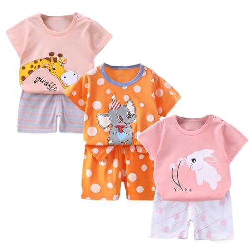 XM-Amigo 3 Conjuntos Niña Camiseta Manga Corta y Pantalones Cortos,65