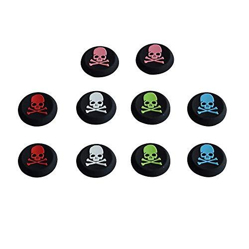 DollaTek 5 Pares de Fundas de Silicona para Controlador analógico de Calavera, Joystick, Pulgar, Agarre, para PS2, PS3, PS4, Xbox 360, Xbox One, reemplazo de Tapas de Palanca analógica