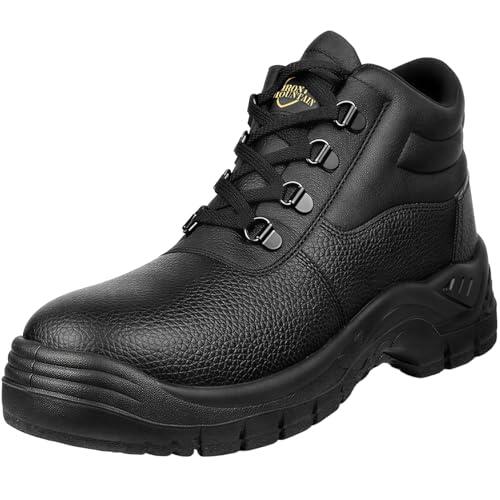 Iron Mountain Botas de Seguridad S3 SRC Unisex – Calzado de Trabajo de Cuero con Puntera de Acero, Antiperforación, Impermeables, Antideslizantes (UK 8 / EU 42)
