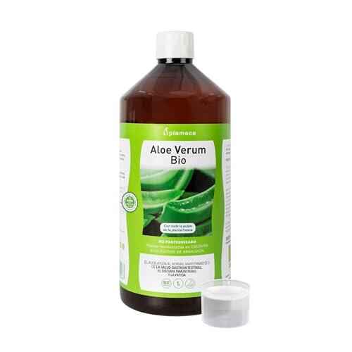 PLAMECA Aloe Verum Bio, Salud Gastrointestinal, Sistema Inmunitario y Situaciones de Fatiga, Jugo puro Aloe Vera con Pulpa y Sin Aloína 100% BIO, 1L