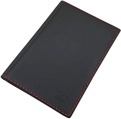 myledershop Gran Tarjetero para documento de Identidad y Tarjeta de crédito con 4 Bolsillos MJ-Design-Germany Made in UE (Diseño 2 / Negro)