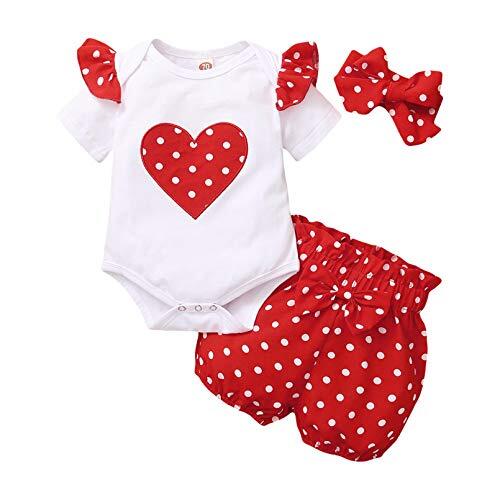 TMEOG Ropa Bebé Niña Recién Nacido, Mameluco con Estampado de Letras de Manga Corta Pantalones Diadema 3 Piezas Conjuntos de Ropa para Bebés 0-3 Meses