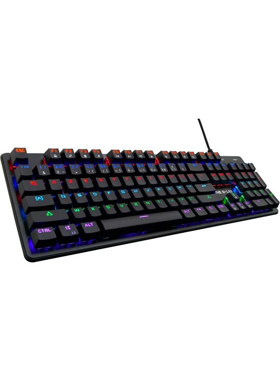 The G-Lab Keyz Carbon V3 Teclado mecánico para Juegos American Layout - Interruptor Azul Escritura - Teclado para Juegos Retroiluminación LED Multicolor, Anti-ghosting Total