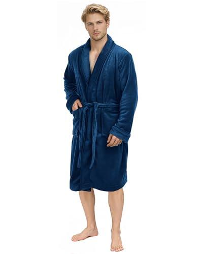 NY Threads Lujo Bata de Forro para Hombre - Batas De Estar En Casa de Súper Suave (XL, Marina)