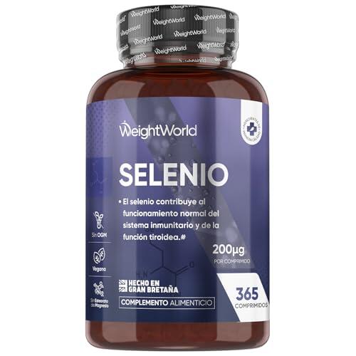 Selenio 200 mcg - 365 Comprimidos, Suplemento Mineral para Hombre y Mujer - Apto para Veganos, Para 1 Año de Suministro, Sin Estearato de Magnesio ni OGM