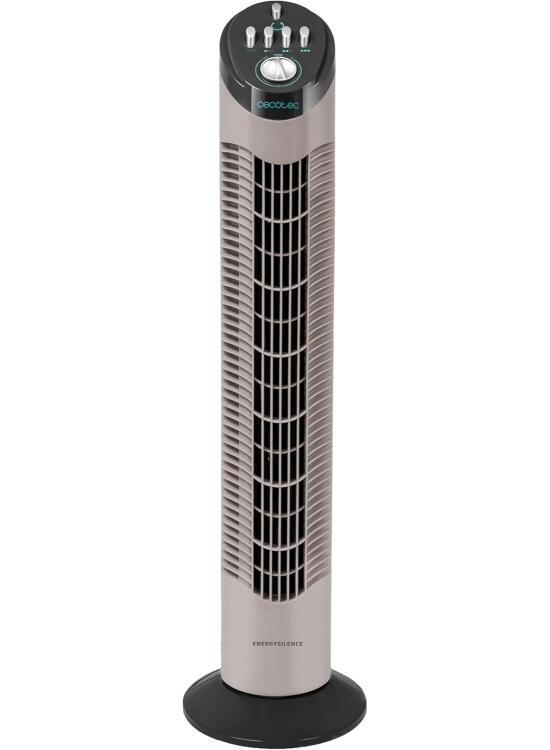 Cecotec Ventilador de Torre con Temporizador EnergySilence 790 Skyline. 50W, 30'' (76cm) de Altura, Control Mecánico, Oscilante, Motor de Cobre, 3 Velocidades