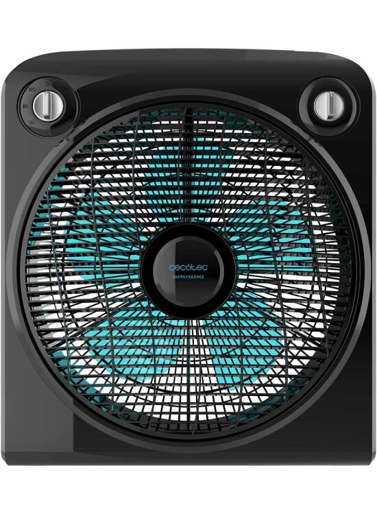 Cecotec Ventilador de Suelo con Temporizador EnergySilence 6000 PowerBox Black. 50 W, 5 aspas de 30 cm de diámetro, 3 Velocidades, Motor de Cobre, Rejilla Rotatoria, Negro