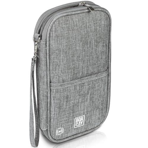 BOACAY Portadocumentos de Viaje Familiar con RFID, Cartera de Mujer y Hombre, Funda Pasaporte y Organizador de Documentos para Tarjetas, Billetes, Accesorios