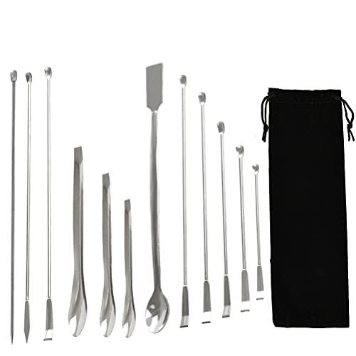 FOROREH 12pcs Espátulas de Acero Inoxidable Cuchara Espátula de Laboratorio para Polvos,Cuchara Espátula de Laboratorio,Cucharas de Acero Inoxidable,Espátula de Mezcla,Cucharas de Laboratorio
