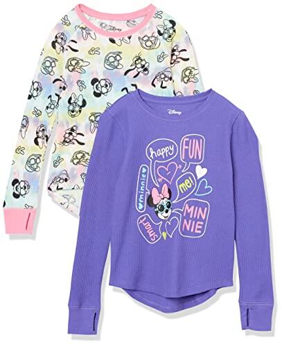 Amazon Essentials Disney | Marvel | Star Wars | Frozen Camisetas Térmicas de Manga Larga Niña, Pack de 2, Morado/Minnie, 6-7 años