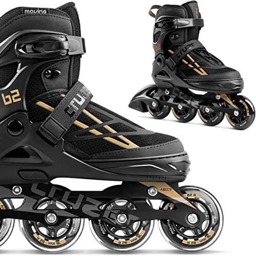 Movino Patines en línea | Cruzer B2 | Patines de Ruedas Ajustables | Patines en línea | M (34-37) | Rodamientos ABEC9 | Ruedas Grandes de 76 mm | Sistema de fijación de Tres etapas: Hebilla, Cordones