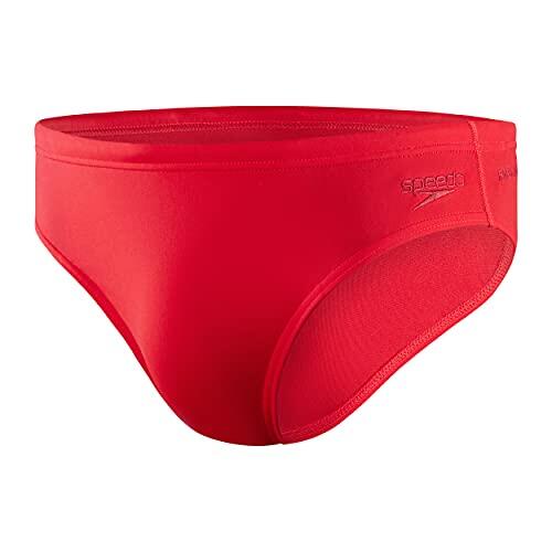 Speedo Men's Essential Eco Endurance+ 7cm Swimming Briefs| Chlorine Resistant | Recycled Fabric | Swim Fitness | Training | Holiday, Fed Red, 26