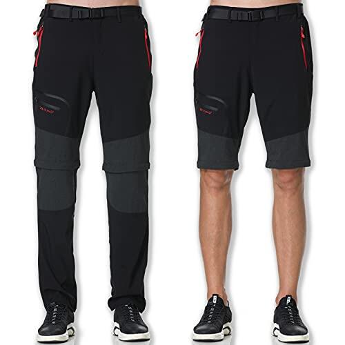 SOLOYEE Pantalones Trekking Hombre Montaña Pantalones Convertible Cortos,Impermeable Secado RáPido Transpirable Anti-ArañAzos Trabajo Pantalones Senderismo