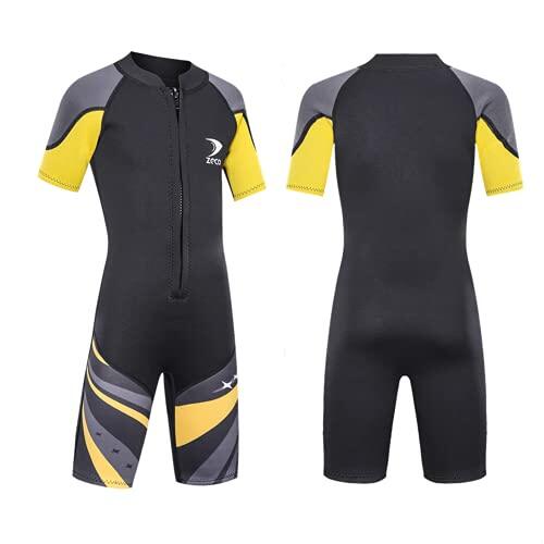 ZCCO Traje de Neopreno para niños de 2,5 mm para niños, Traje de baño térmico de Neopreno, Trajes húmedos de una Pieza para jóvenes y niñas, Color Negro, (Negro, L)