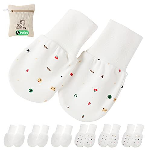 6 Pares Mitones de bebé Manoplas para bebés recién nacidos Guantes para bebés Manoplas, guantes de bebé para niños (0-5 meses)