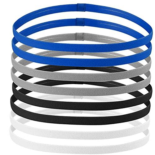 AvoDovA 8 Pz Diadema Deportiva Elásticas, Cinta Pelo Deporte Niños, Cintas de Pelo para Fitnes, Bandas de Cabeza Silicona Antideslizante para Niños, Niñas, Negro, Blanco, Azul, Gris