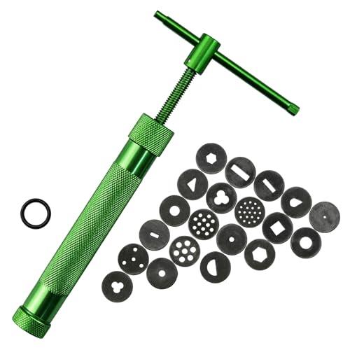 extrusora de arcilla de acero inoxidable con 20 puntas para decoración de pasta de azúcar y pasta de azúcar (verde)