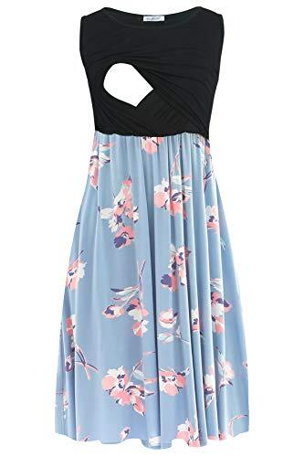 Smallshow Mujer Vestido de Lactancia de Maternidad, en Capas, con Bolsillos SVP049 Medium