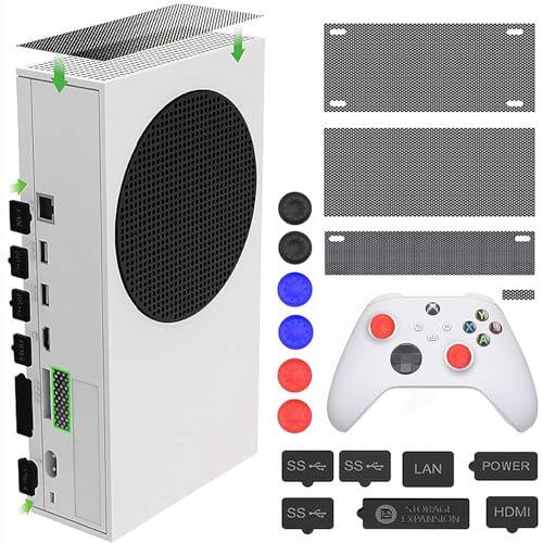 GAMSURFING Kit de cubierta antipolvo para Xbox Series S, 4 filtros de malla antipolvo, 7 tapones de puerto de silicona, 6 tapas de agarre para el pulgar, juego de accesorios antipolvo para consola