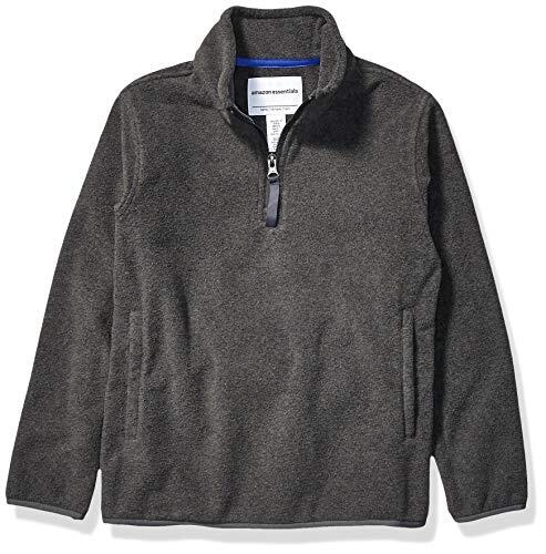 Amazon Essentials Chaqueta con Cremallera de un Cuarto de Forro Polar Niño, Carbón Mezcla, 11-12 años