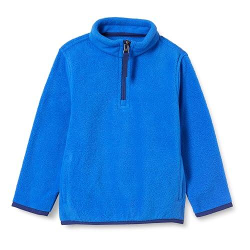 Amazon Essentials Chaqueta con Cremallera de un Cuarto de Forro Polar Niño, Azul, 9 años