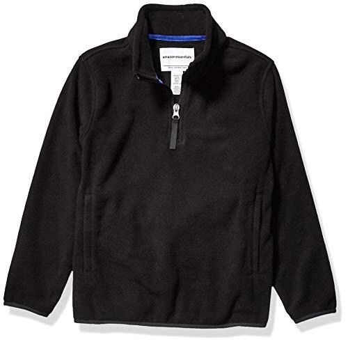 Amazon Essentials Chaqueta con Cremallera de un Cuarto de Forro Polar Niño, Negro, 3 años