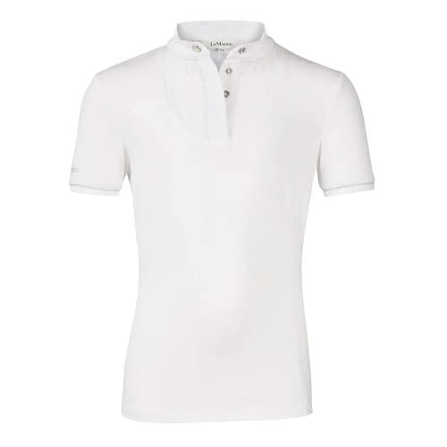 LeMieux Young Rider Belle Show Camisa con tela elástica suave – Camiseta deportiva de equitación – Camiseta clásica ligera de manga corta, blanco, 11-12 Años