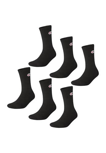 Champion Socks Basics 6pk Crew Socks, Calcetines Unisex adulto, Negro, 43-46