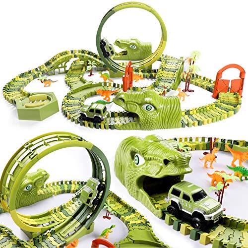 Guía completa del circuito de carreras de dinosaurios burgkidz de 387 piezas