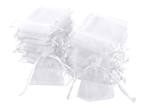 Carehabi 100 bolsas de regalo de organza color blanco 7 x 9 cm