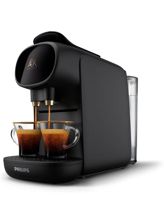 Philips L'Or Barista Sublime - Cafetera de Cápsulas, Reconocimiento de Cápsula Doble, 1 o 2 Tazas, Bandeja de Goteo Ajustable, Negro (LM9012/60)