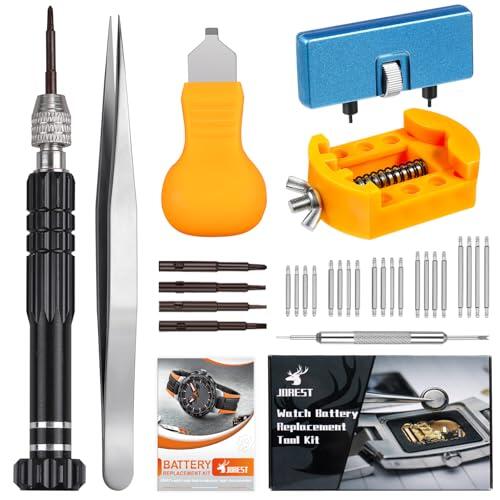 JOREST Herramienta Cambiar Pilas Reloj, Destornillador Relojero, Kit Herramientas Relojero, Herramienta Abrir Relojes, Cambiar Correa Reloj, Kit Reparacion Relojes, Accesorios para Relojes, Pinzas