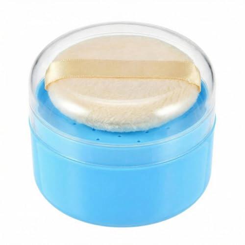 1 caja dispensadora de polvo de talco con tamiz y soplos de polvo, color azul