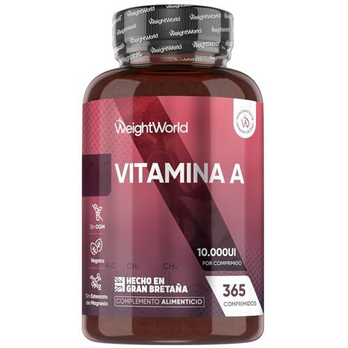Vitamina A 10000 UI - 365 Comprimidos de Acetato de Retinol Vegano y Sin OGM para 1 Año - La Vitamina A contribuye al mantenimiento normal de la vista (EFSA)