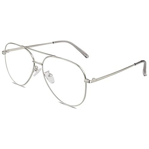 GQUEEN Monturas Gafas Hombre Mujer Moda Clásicas Metal Aviador Gafas de Lente Transparente UV400