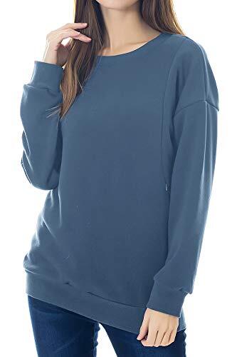 Smallshow Sudadera de Lantancia de Lana Tops de Manga Larga para Amamantar L Grey Blue